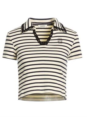 Sandro Pearl Collar top